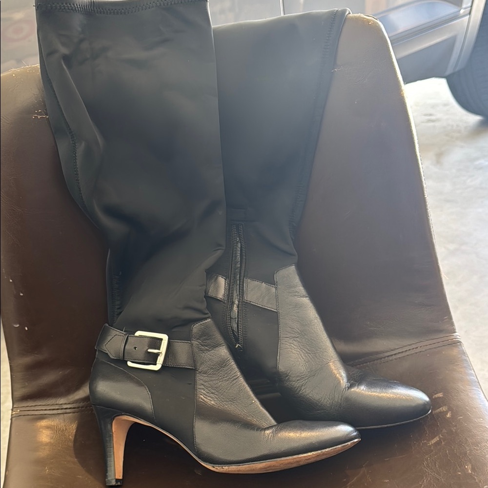 Antonio Melani Black Leather Heeled Boots